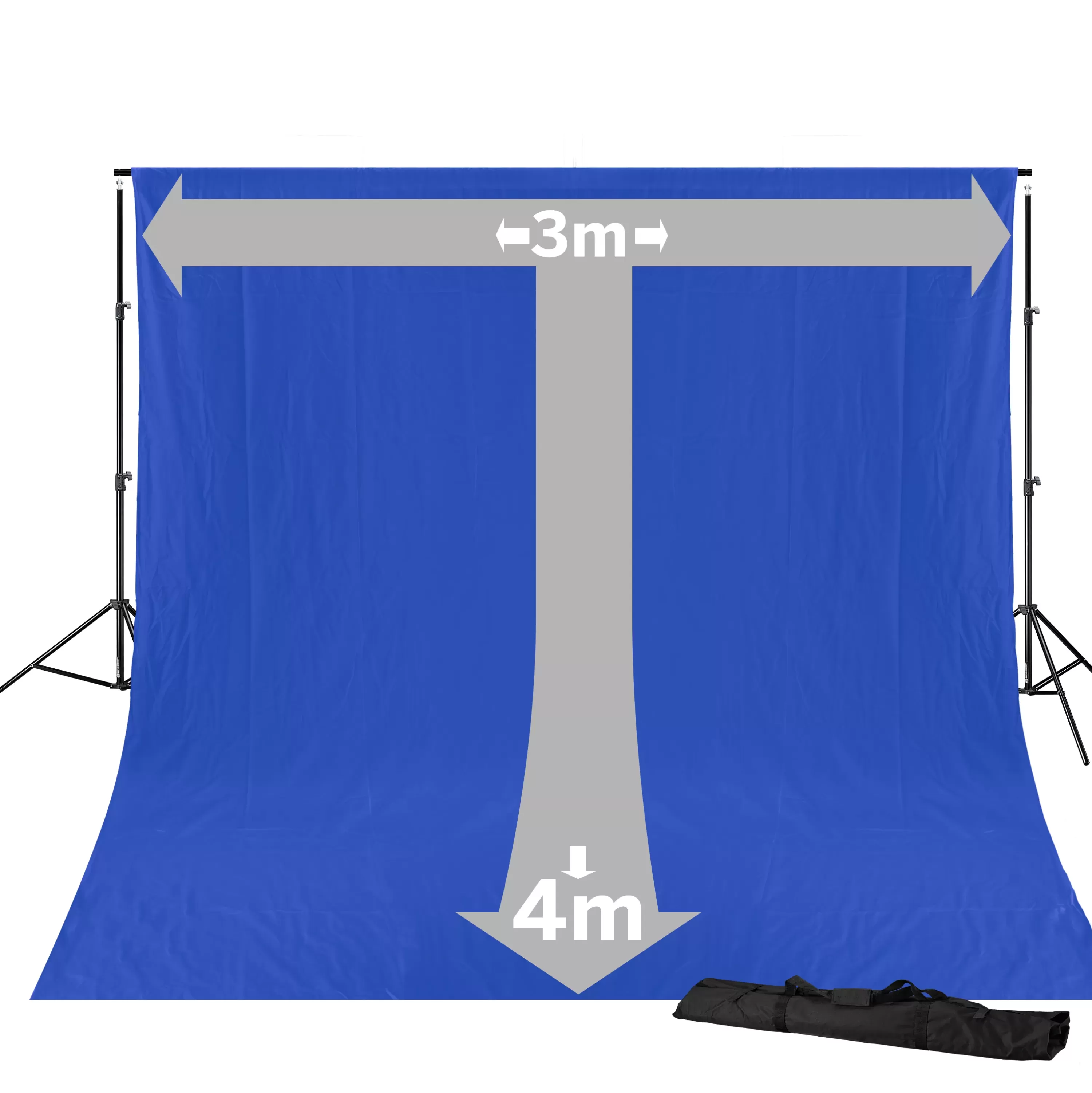 Online Bresser BR-D23 Hintergrundsystem + Hintergrundtuch 3 x 4m Chromakey Blau