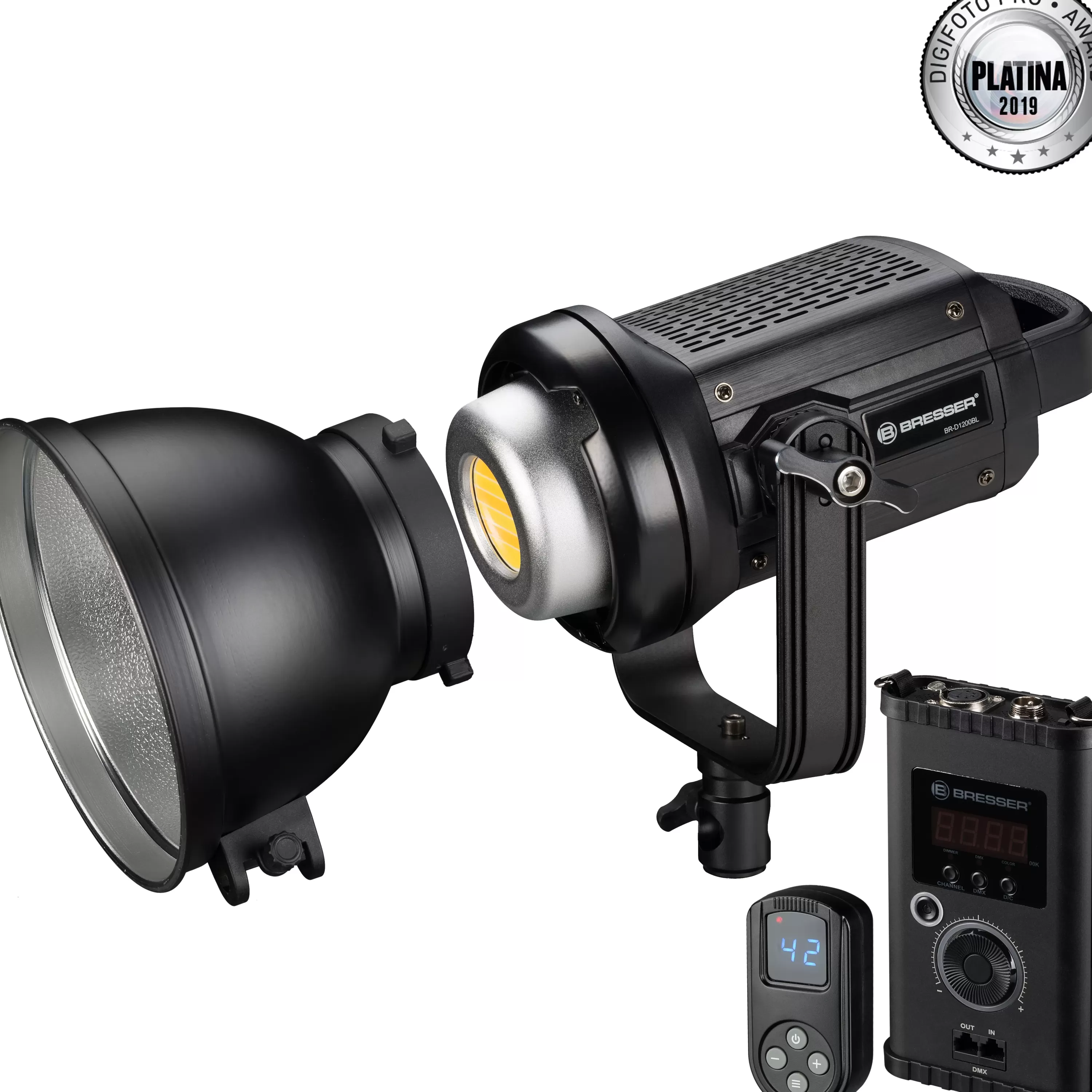 Clearance Bresser BR-D1200BL COB LED Studiolampe 120W mit Bowens-Anschluss für Softboxen