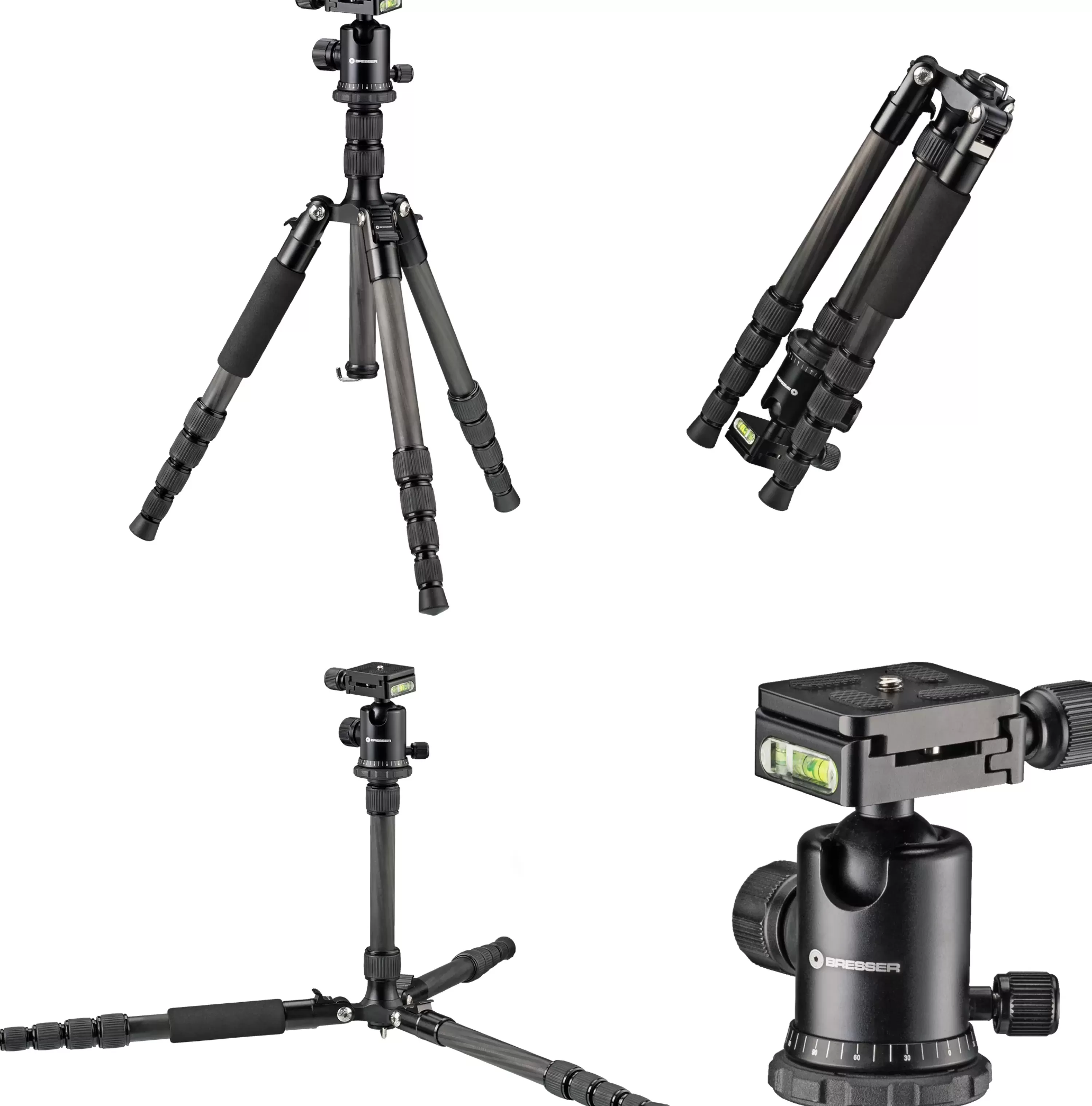 Outlet Bresser BR-2205-N1 Carbon Fotostativ bis 8 kg verwendbar als Dreibein- und Bodenstativ