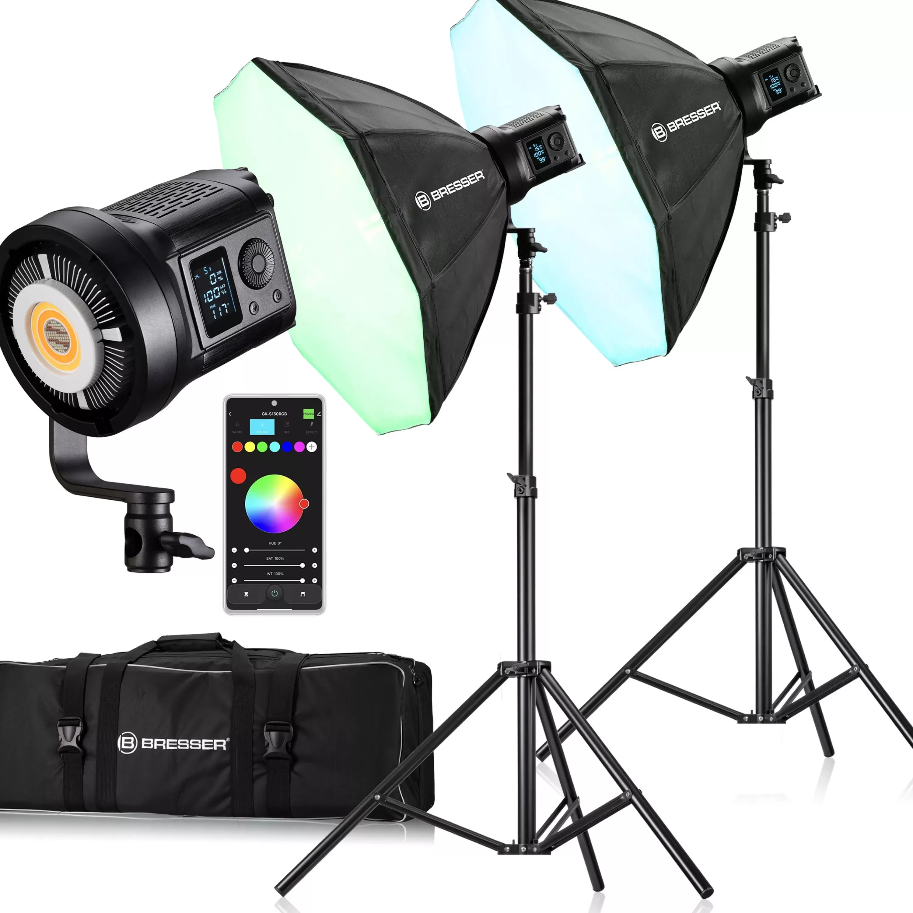 Sale Bresser BR-135RGB COB LED Light Duo Kit mit Softbox