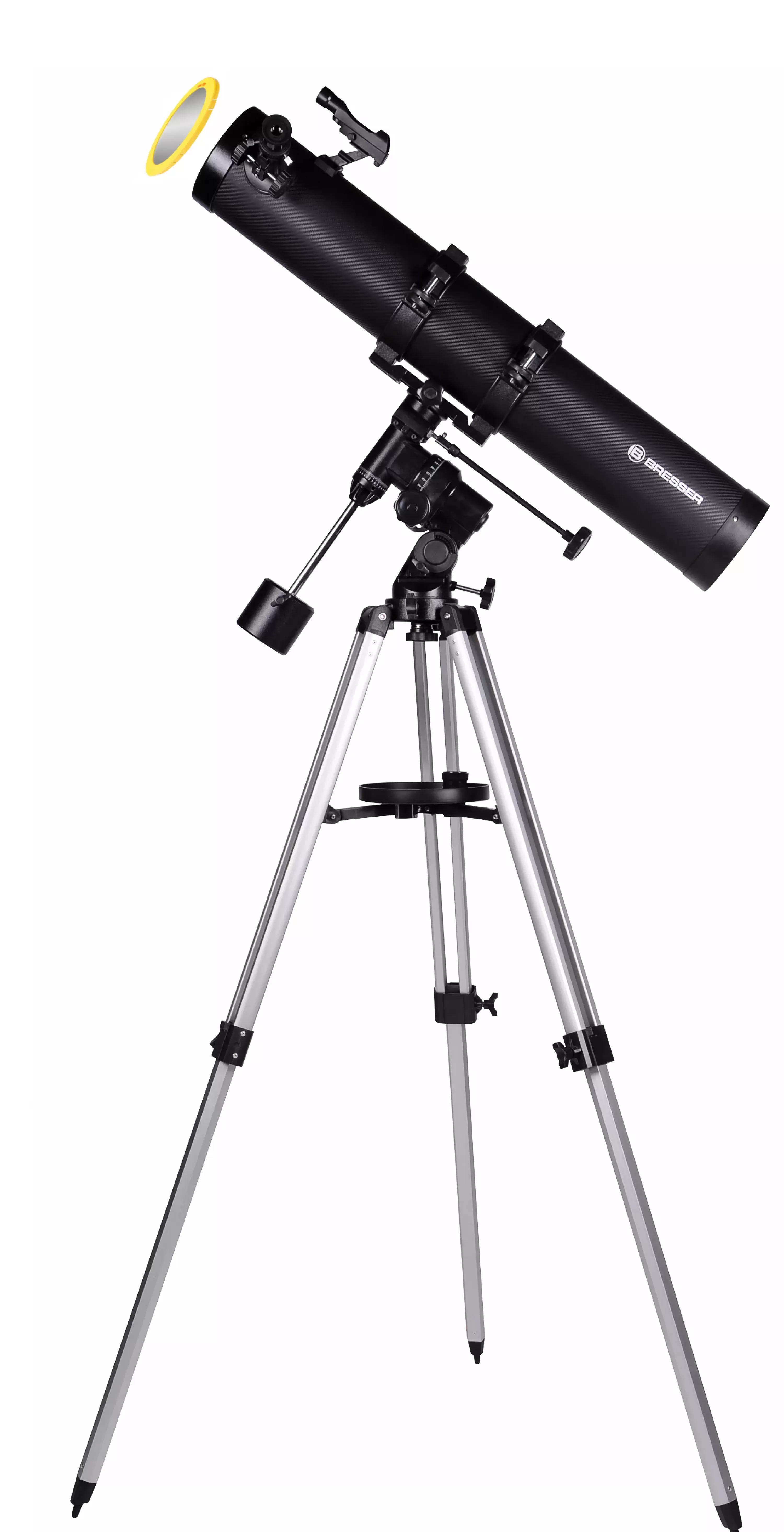 New Bresser Galaxia 114/900 EQ3 Spiegelteleskop mit Smartphone-Adapter & Sonnenfilter