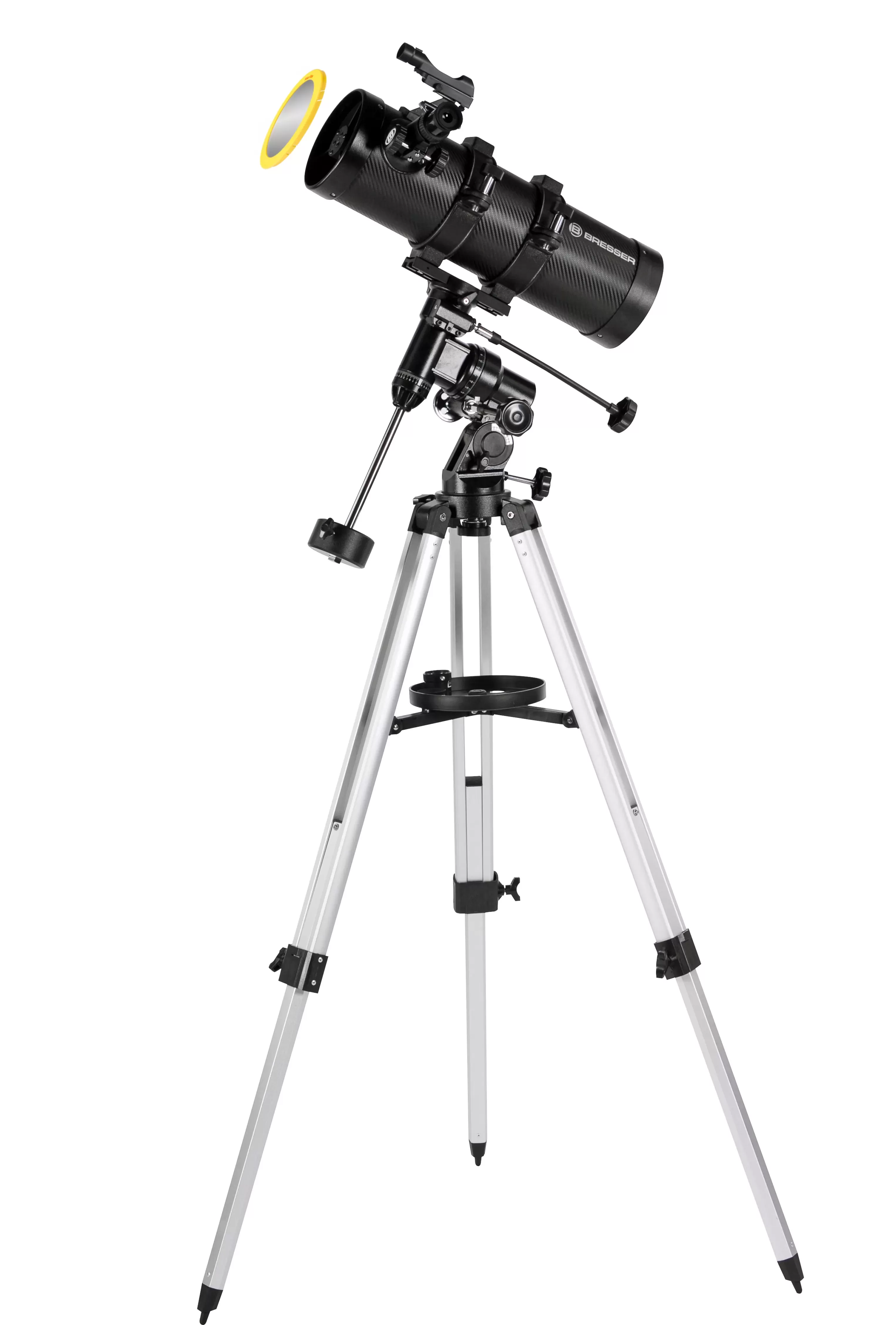 Sale Bresser Pluto 114/500 EQ3 Spiegelteleskop mit Smartphone-Adapter & Sonnenfilter