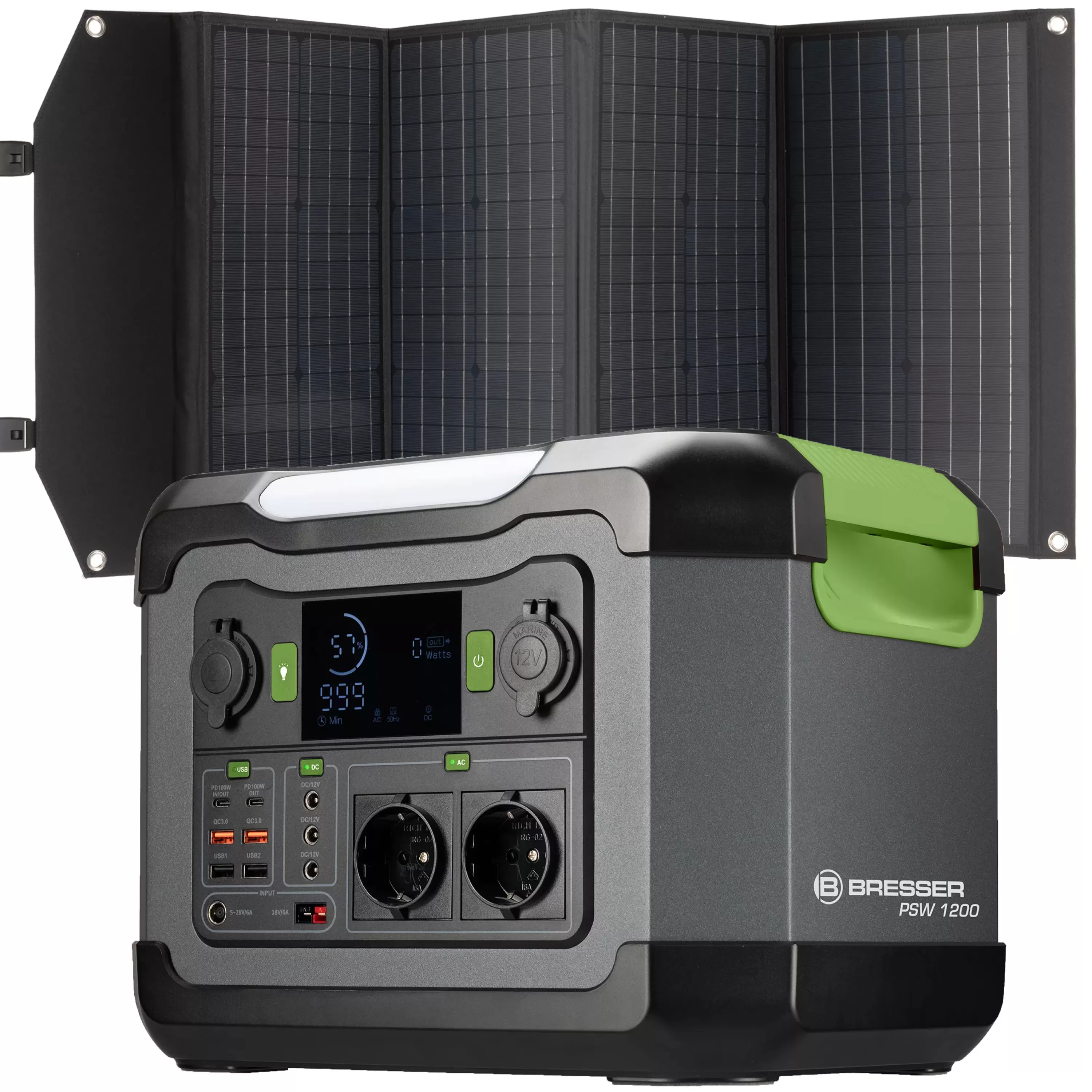 Fashion Bresser Set Mobile Power-Station 1.200 W + Solar-Ladegerät 120 W