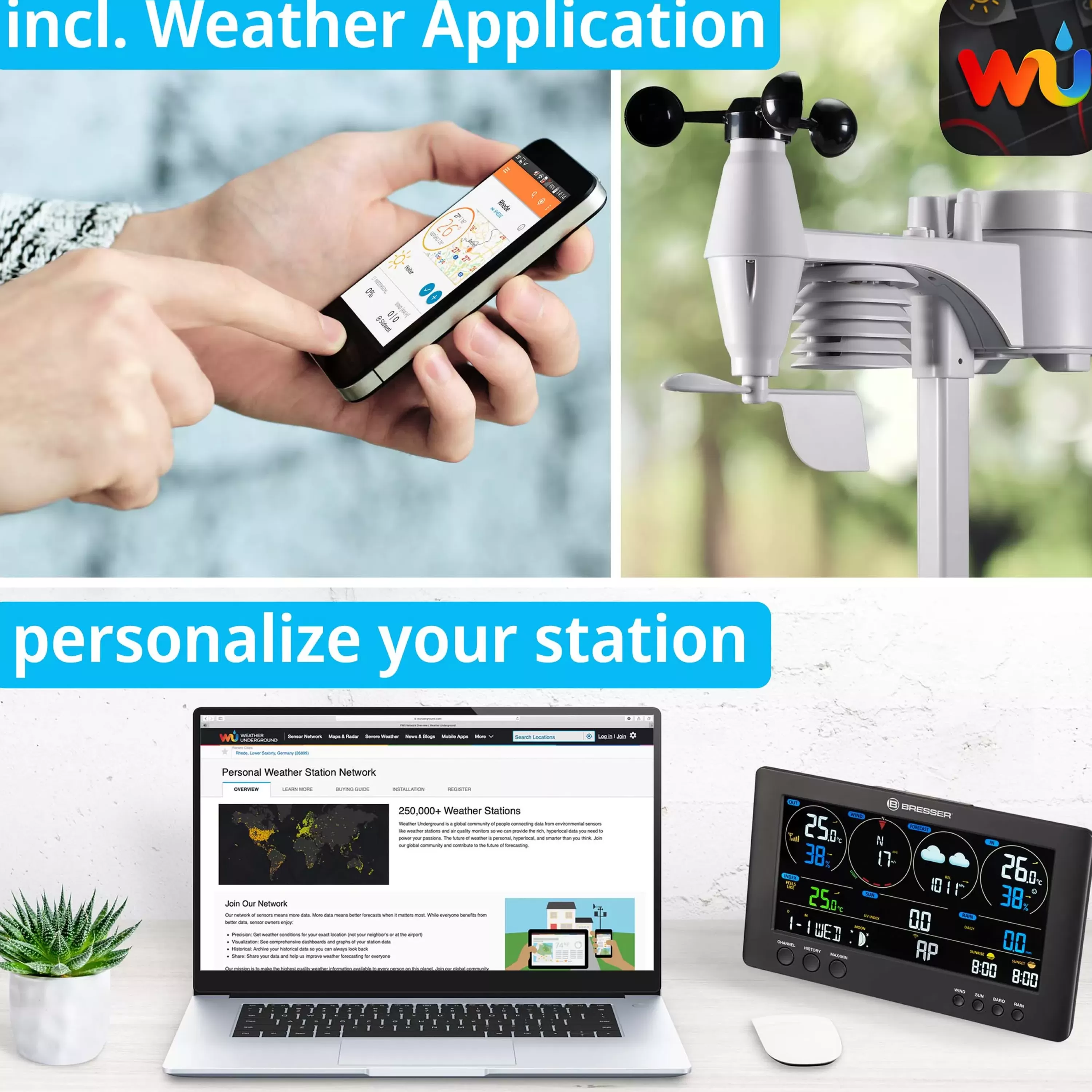 Best Sale Bresser WLAN ClearView Wetterstation mit 7-in-1-Profi-Sensor