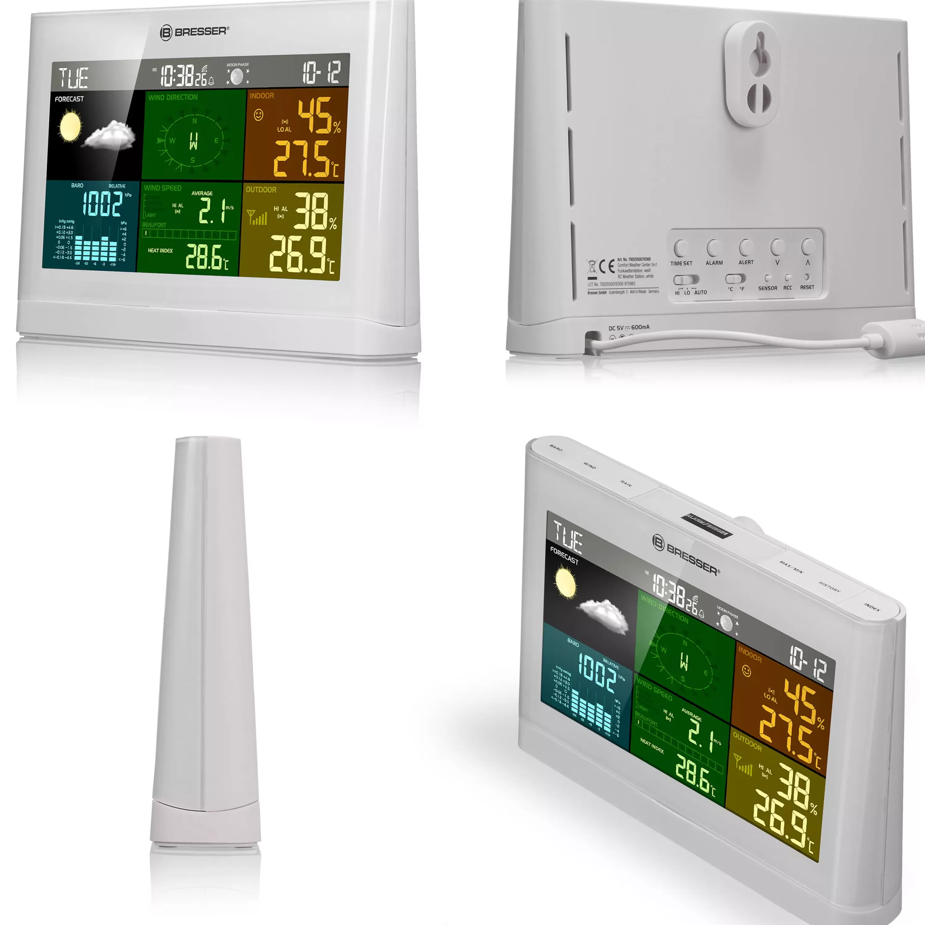 Cheap Bresser zusätzliche / Ersatz-Basisstation für 5-in-1 Comfort Wetter Center 7002550GYE000 weiß