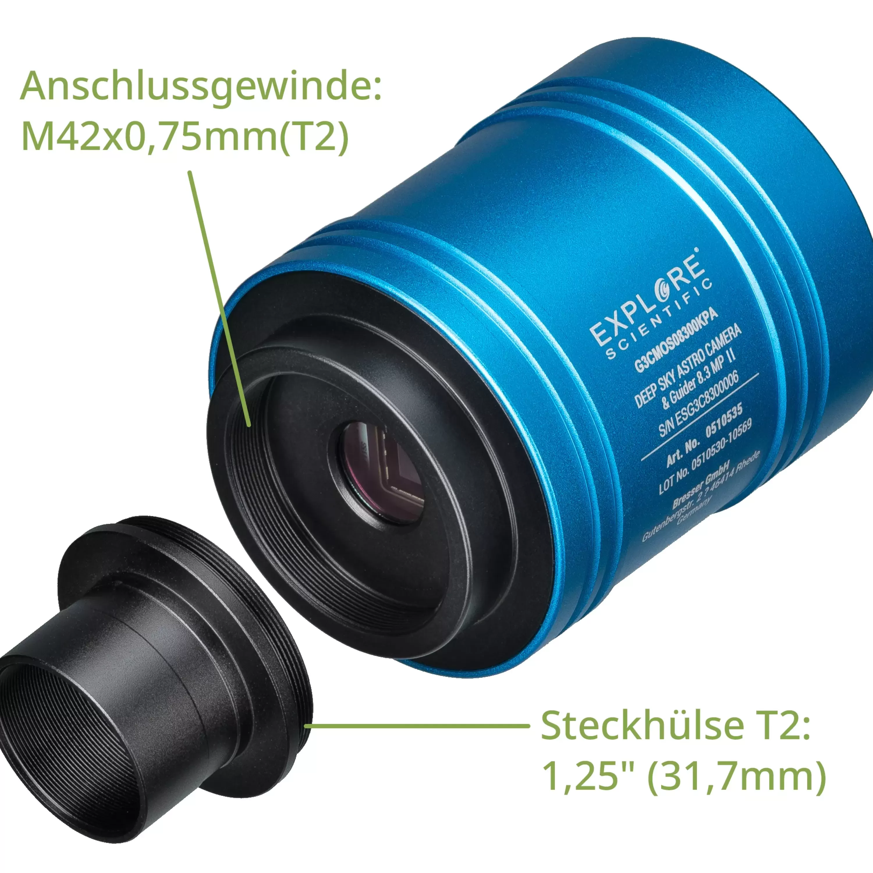 Store Bresser EXPLORE SCIENTIFIC 4K DEEP SKY ASTRO-Kamera & Guider 8,3 MP II